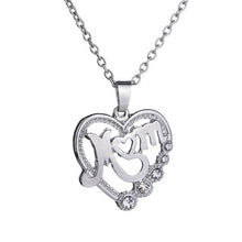 Load image into Gallery viewer, Crystal Heart Mom Necklace