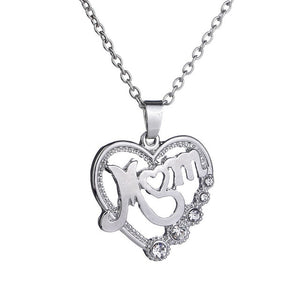 Crystal Heart Mom Necklace