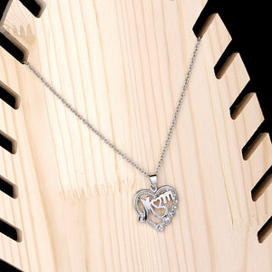 Crystal Heart Mom Necklace