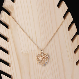 Crystal Heart Mom Necklace