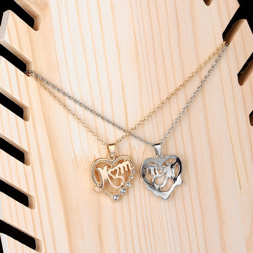 Crystal Heart Mom Necklace